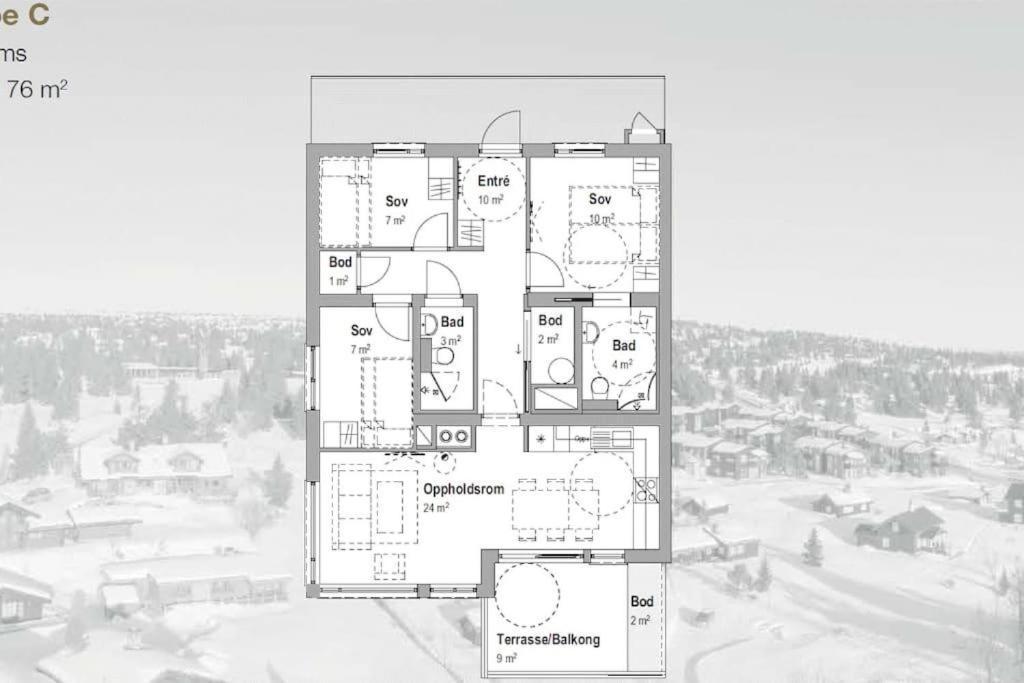 Leilighet Med Panoramautsikt Sjusjoen Innendors Parkering Eksteriør bilde